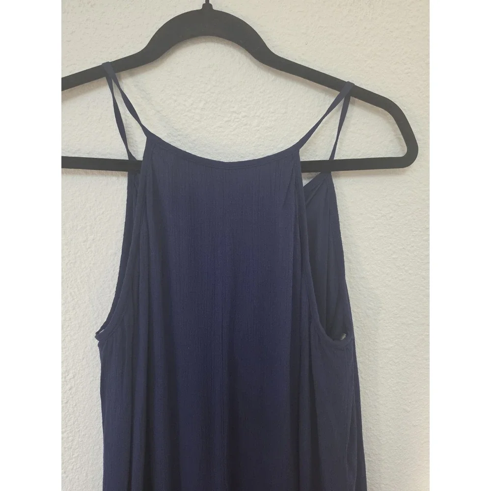 Lily Rose Mini Dress M Navy Sleeveless V-Neck Solid Boho Sundress NWT